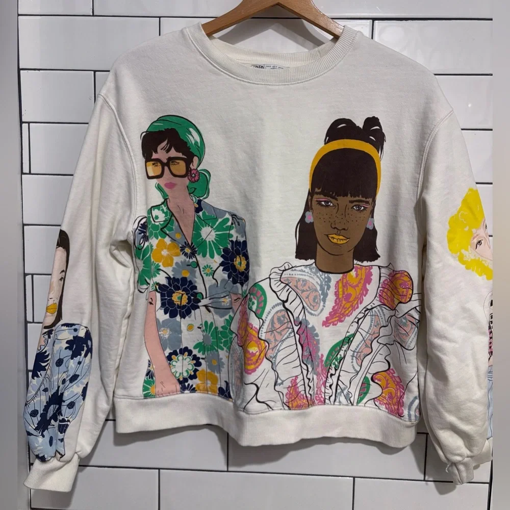 Zara Girl Print Graphic Sweatshirt S - Picture 3 of 8